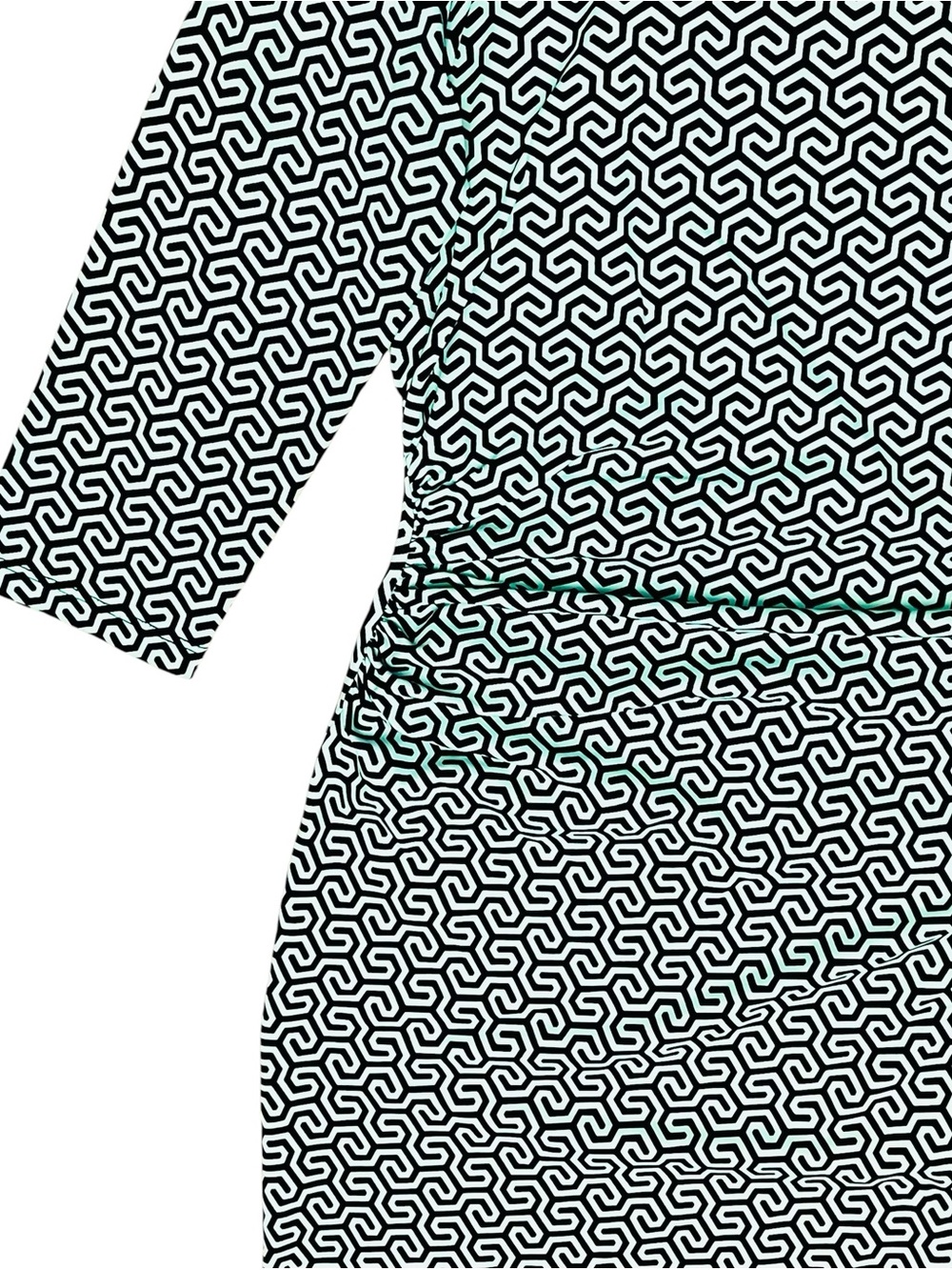 J McLaughlin Dress Catalina Cloth Mint Green Black Geometric Print Ruched Sz S - Picture 5 of 13